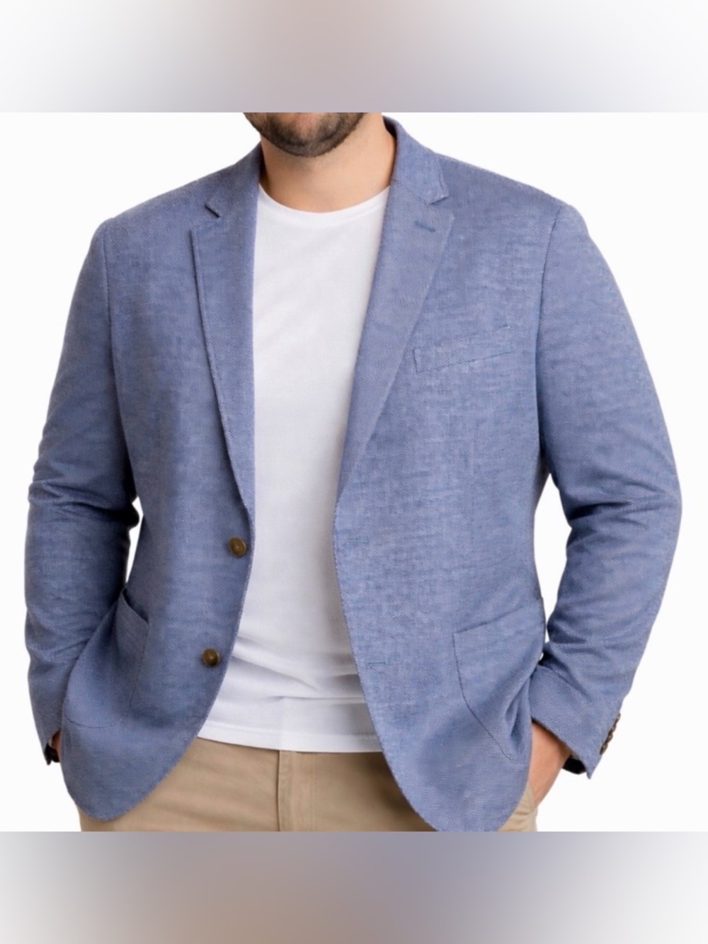 7Diamonds Men’s size XXL Blue Knit Blazer Jacket Bronk Fit Cotton Blend(A265)✨